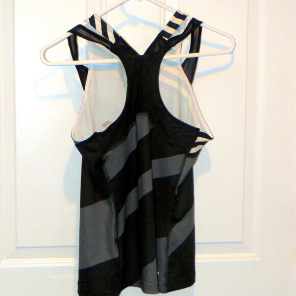 Adidas Sz Small Aeroready Pro Women's Tennis Y-Tank Top Black Gray White Stripe - Picture 3 of 16